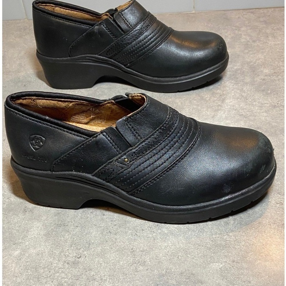 Ariat Women's Black Leather Steel Toe Safety Clogs Work Shoes Size 8B Non Slip - Picture 10 of 13